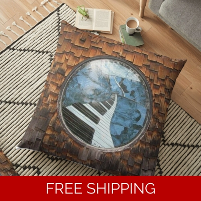 Floor Pillow Case Piano Window Logo Shingles
